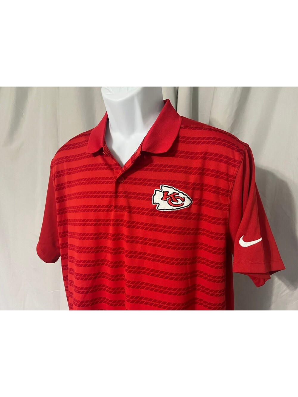 Nike Dri-Fit Men's Red White Kansas City Chiefs s/s Golf Polo Shirt Large L